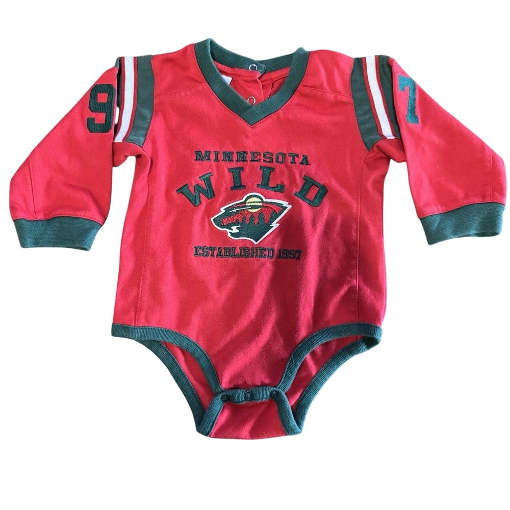 Vtg Y2K Minnesota Wild NHL Baby Jersey Bodysuit 6-9M Mighty Mac Sports #97